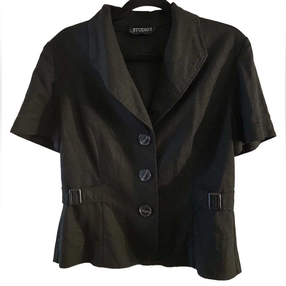 Studio One Vintage Black Short Sleeved Suit Top